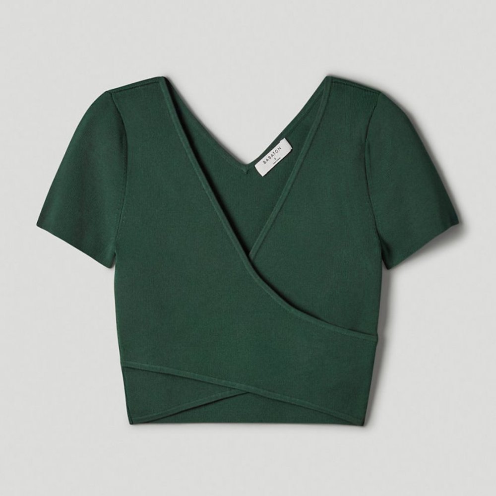 Sculpt Knit Cross-Front Top